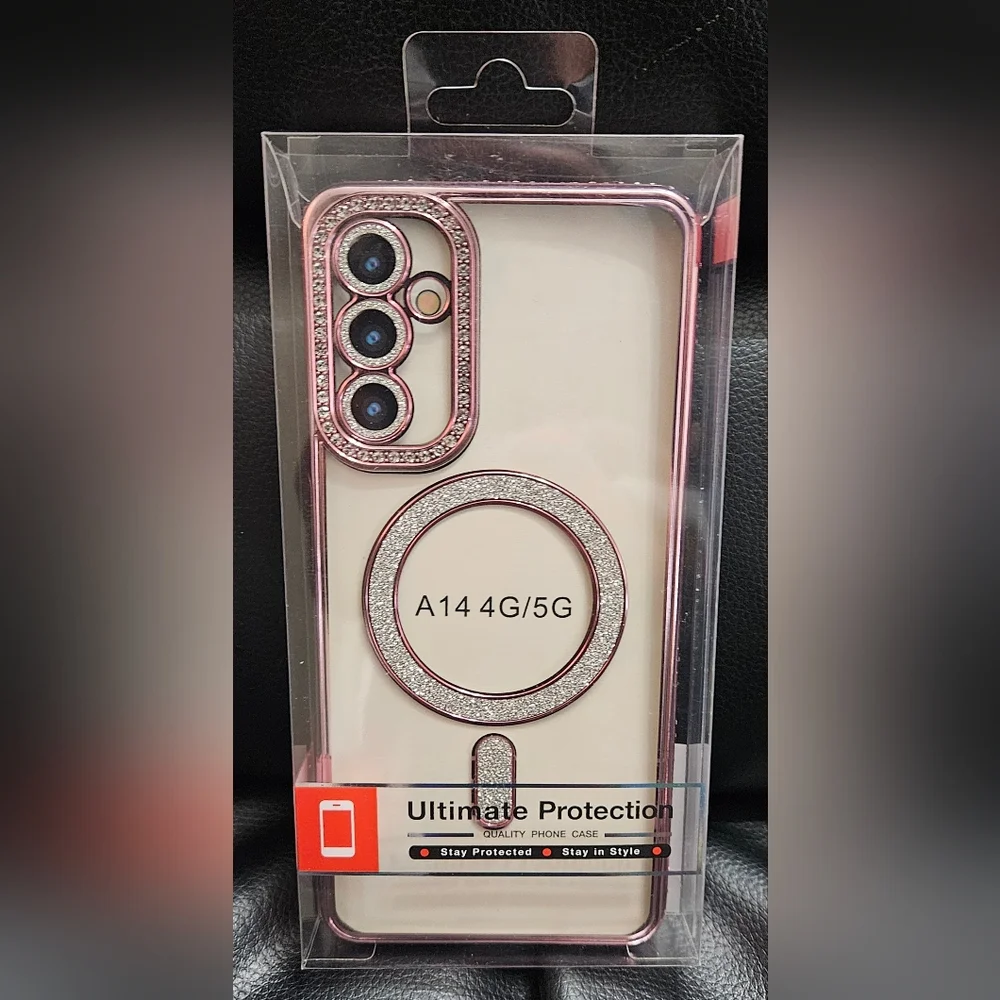 Ultimate Protection Pink /clear glitter Phone Case A 14 Samsung Galaxy